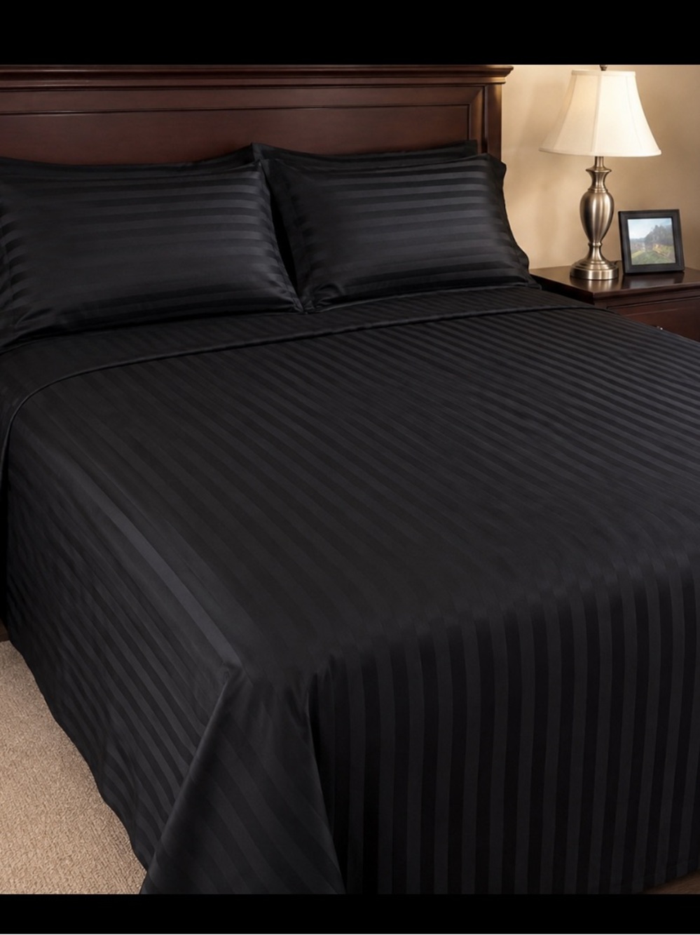 Allure Queen Sheet Set Black Bamboo World 3000 4 Pc Deep Pocket